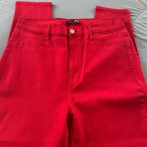 FashionNova Red Skinny Jeans